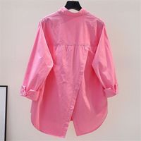 Women's Blouse Long Sleeve Blouses Pocket Slit Button Casual Simple Style Solid Color main image 3