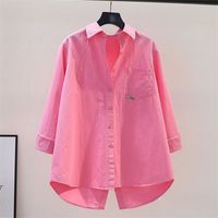 Women's Blouse Long Sleeve Blouses Pocket Slit Button Casual Simple Style Solid Color main image 1