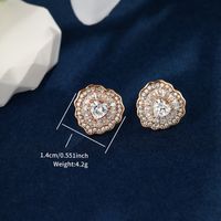 1 Pair Glam XUPING Shiny Round Flower Plating Inlay Alloy Copper Alloy Artificial Gemstones 18K Gold Plated Ear Studs main image 2