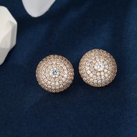 1 Pair Glam XUPING Shiny Round Flower Plating Inlay Alloy Copper Alloy Artificial Gemstones 18K Gold Plated Ear Studs main image 7
