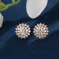 1 Pair Glam XUPING Shiny Round Flower Plating Inlay Alloy Copper Alloy Artificial Gemstones 18K Gold Plated Ear Studs main image 5