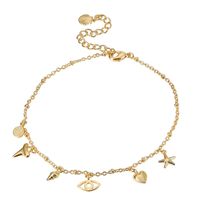 IG Style Simple Style Devil's Eye Heart Shape Fish Copper Hollow Out 18K Gold Plated Women's Anklet main image 9