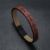 Vintage Style Cross Pu Leather Unisex Bangle sku image 3