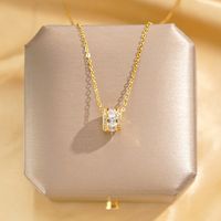 Titanium Steel Gold Plated Romantic Simple Style Shiny Round Inlay Zircon Necklace main image 1