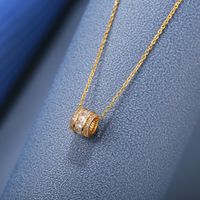 Titanium Steel Gold Plated Romantic Simple Style Shiny Round Inlay Zircon Necklace main image 3