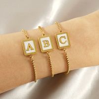 Stainless Steel Simple Style Letter Plating Inlay Shell Bracelets main image 4