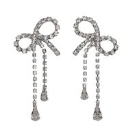 1 Pair Elegant Bow Knot Inlay Alloy Rhinestones Drop Earrings main image 5