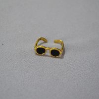 Großhandel Hip Hop Brille Kupfer Vergoldet Offener Ring main image 4