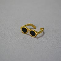 Großhandel Hip Hop Brille Kupfer Vergoldet Offener Ring sku image 1