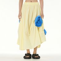 Sommer Strassenmode Einfarbig Baumwolle Maxi Langes Kleid Röcke main image 4