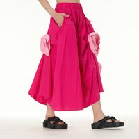 Sommer Strassenmode Einfarbig Baumwolle Maxi Langes Kleid Röcke main image 1