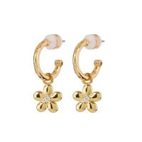 1 Pair Vintage Style Flower Copper 18K Gold Plated Drop Earrings main image 4