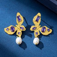 1 Paar Elegant Schmetterling Kupfer Tropfenohrringe main image 5