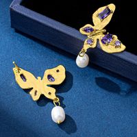 1 Paar Elegant Schmetterling Kupfer Tropfenohrringe main image 4