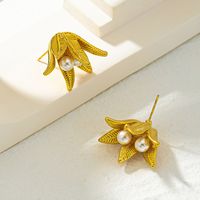 1 Pair Vintage Style Flower Copper 18K Gold Plated Ear Studs main image 5
