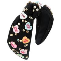Women's Romantic Letter Heart Shape Cloth Inlay Artificial Pearls Rhinestones Beads Hair Band sku image 5