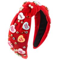 Women's Romantic Letter Heart Shape Cloth Inlay Artificial Pearls Rhinestones Beads Hair Band sku image 3