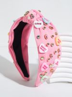 Women's Romantic Letter Heart Shape Cloth Inlay Artificial Pearls Rhinestones Beads Hair Band sku image 2