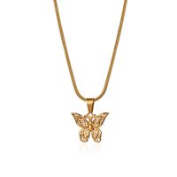 Titanium Steel IG Style Simple Style Butterfly Plating Inlay Earrings Necklace sku image 2
