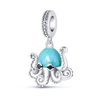 1 Piece Hole 4~4.9mm Copper Zircon Silver Plated Tortoise Octopus Whale Polished Pendant sku image 3