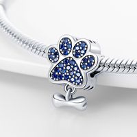 1 Piece Hole 4~4.9mm White Copper Zircon Silver Plated Paw Print Unforgettable Pendant main image 1