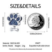 1 Piece Hole 4~4.9mm White Copper Zircon Silver Plated Paw Print Unforgettable Pendant main image 2