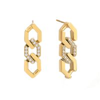 1 Pair Simple Style Chain Plating Inlay Stainless Steel Zircon Drop Earrings main image 5