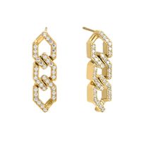 1 Pair Simple Style Chain Plating Inlay Stainless Steel Zircon Drop Earrings main image 1