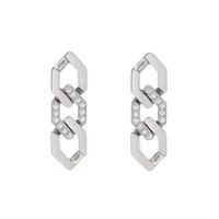 1 Pair Simple Style Chain Plating Inlay Stainless Steel Zircon Drop Earrings sku image 1
