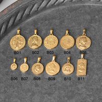 1 Piece 304 Stainless Steel 18K Gold Plated Human Coin Polished Pendant main image 4