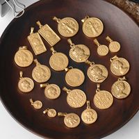 1 Piece 304 Stainless Steel 18K Gold Plated Human Coin Polished Pendant main image 2