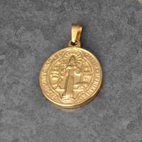 1 Piece 304 Stainless Steel 18K Gold Plated Human Coin Polished Pendant sku image 1