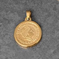 1 Piece 304 Stainless Steel 18K Gold Plated Human Coin Polished Pendant sku image 4