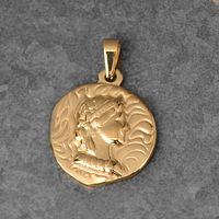 1 Piece 304 Stainless Steel 18K Gold Plated Human Coin Polished Pendant sku image 5