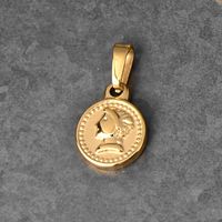 1 Piece 304 Stainless Steel 18K Gold Plated Human Coin Polished Pendant sku image 6