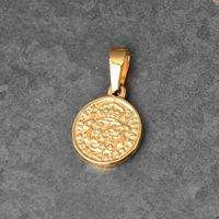 1 Piece 304 Stainless Steel 18K Gold Plated Human Coin Polished Pendant sku image 7