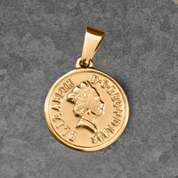 1 Piece 304 Stainless Steel 18K Gold Plated Human Coin Polished Pendant sku image 9