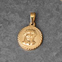 1 Piece 304 Stainless Steel 18K Gold Plated Human Coin Polished Pendant sku image 10