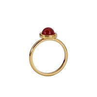 Titanium Steel 18K Gold Plated Casual Sweet Round Inlay Natural Stone Agate Rings main image 2