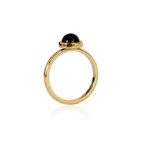 Titanium Steel 18K Gold Plated Casual Sweet Round Inlay Natural Stone Agate Rings sku image 2