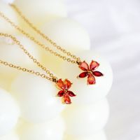 304 Stainless Steel Sweet Shiny Inlay Flower Butterfly Zircon Pendant Necklace main image 5