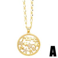 Copper Vintage Style Letter Star Heart Shape Inlay Zircon Pendant Necklace sku image 1