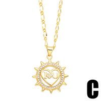 Copper Vintage Style Letter Star Heart Shape Inlay Zircon Pendant Necklace main image 2