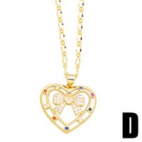 Copper Cute Heart Shape Inlay Zircon Pendant Necklace main image 3