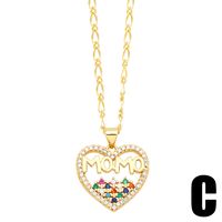 Copper Cute Heart Shape Inlay Zircon Pendant Necklace sku image 1