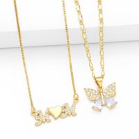 Copper Simple Style Classic Style Butterfly Inlay Zircon Pendant Necklace main image 1