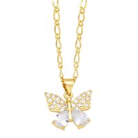 Copper Simple Style Classic Style Butterfly Inlay Zircon Pendant Necklace main image 2