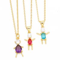 Copper Cute Cartoon Character Inlay Zircon Pendant Necklace main image 1