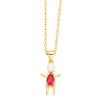 Copper Cute Cartoon Character Inlay Zircon Pendant Necklace main image 5