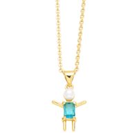 Copper Cute Cartoon Character Inlay Zircon Pendant Necklace sku image 3